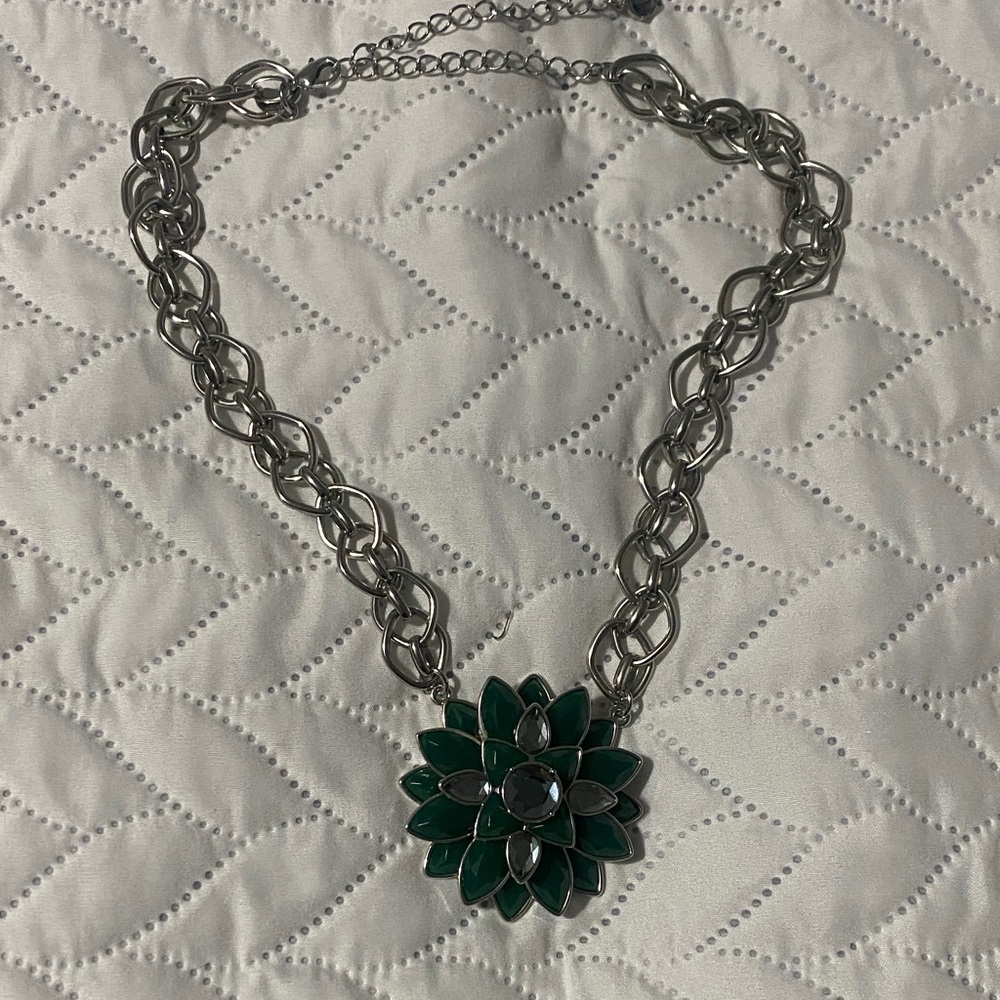 Lia Sophia Green and Silver Chain Necklace